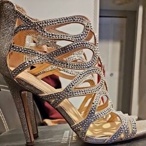 Maripe Glittering Silver Strappy Sandals